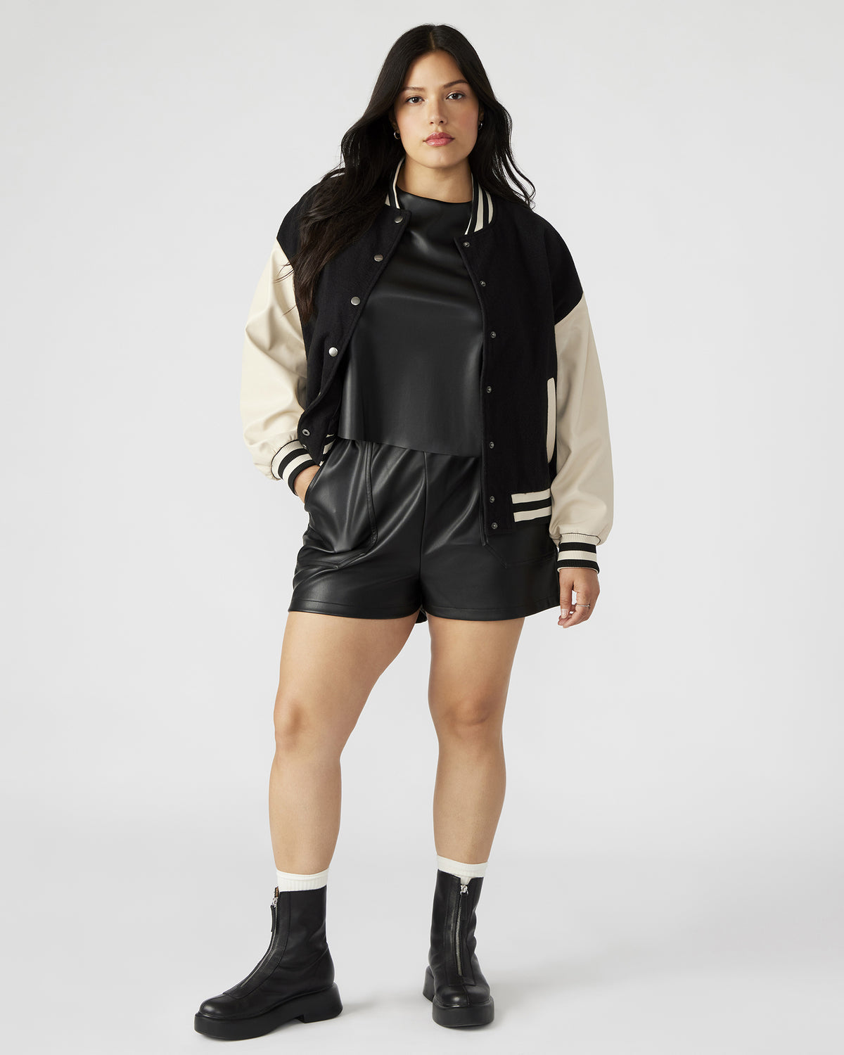 FAUX THE RECORD Short Black | Women's Faux Leather Short