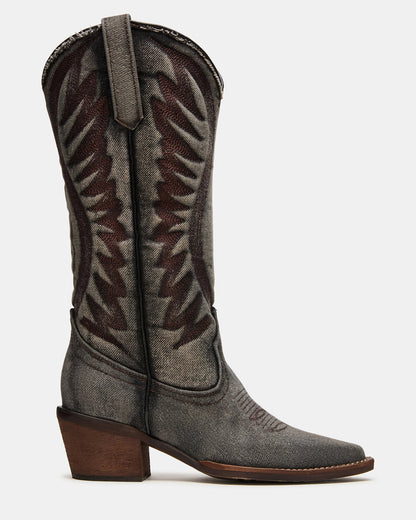 ALBANY Black Denim Pointed-Toe Women's Western Boot