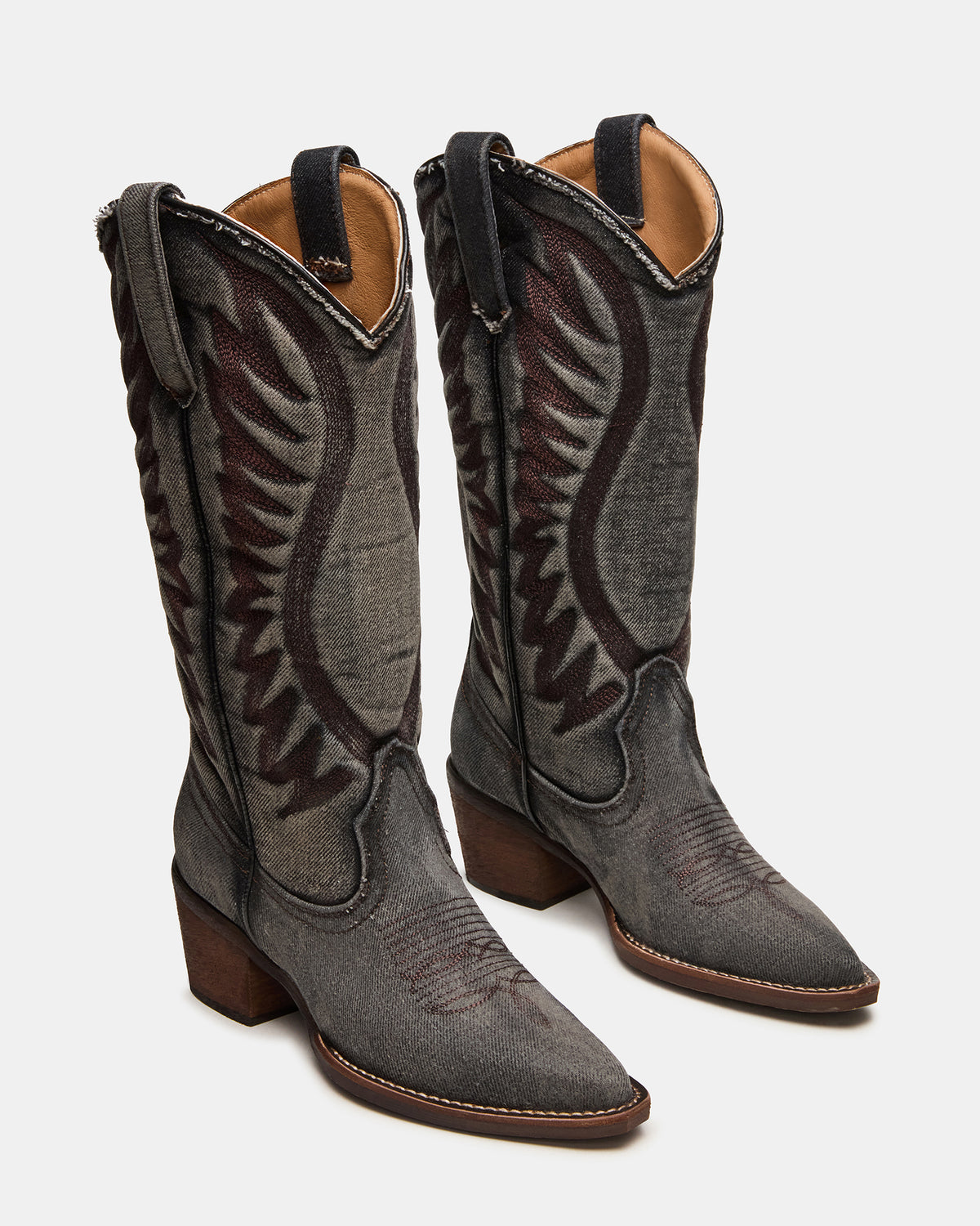 ALBANY Black Denim Pointed-Toe Women's Western Boot