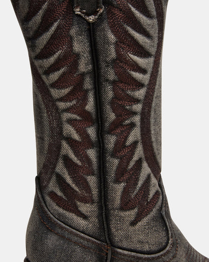 ALBANY Black Denim Pointed-Toe Women's Western Boot