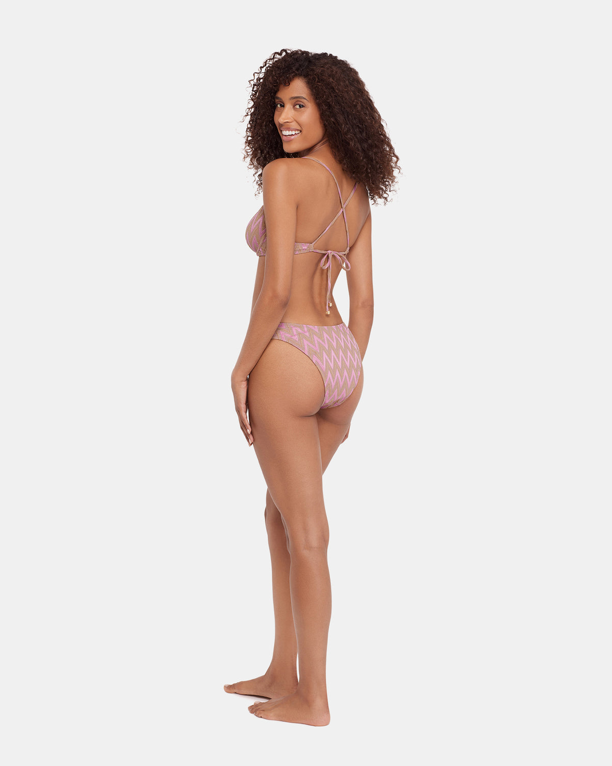 CHEVRON SHINE BIKINI TOP Purple Women's Bikini Top
