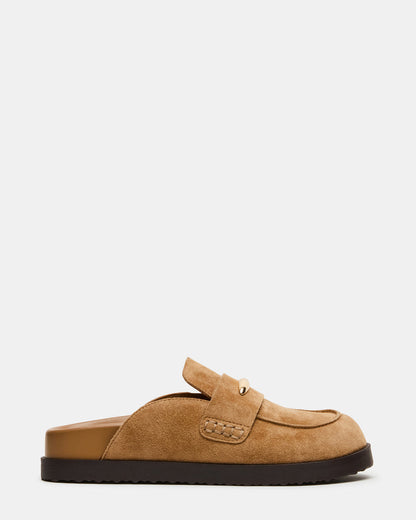 TOBIN Chestnut Suede Slip-On Mule Women's Flat